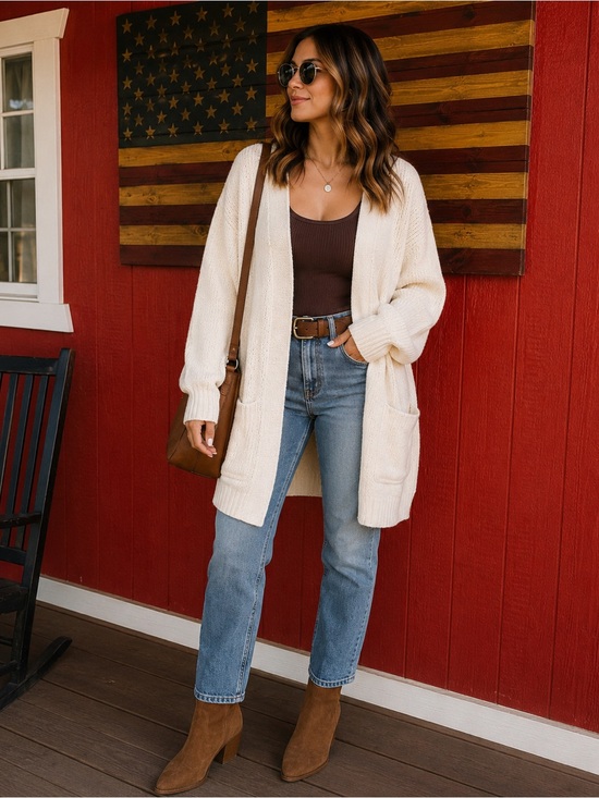 Free People Sweaters - Free People Soft Ivory Open Front Cardigan